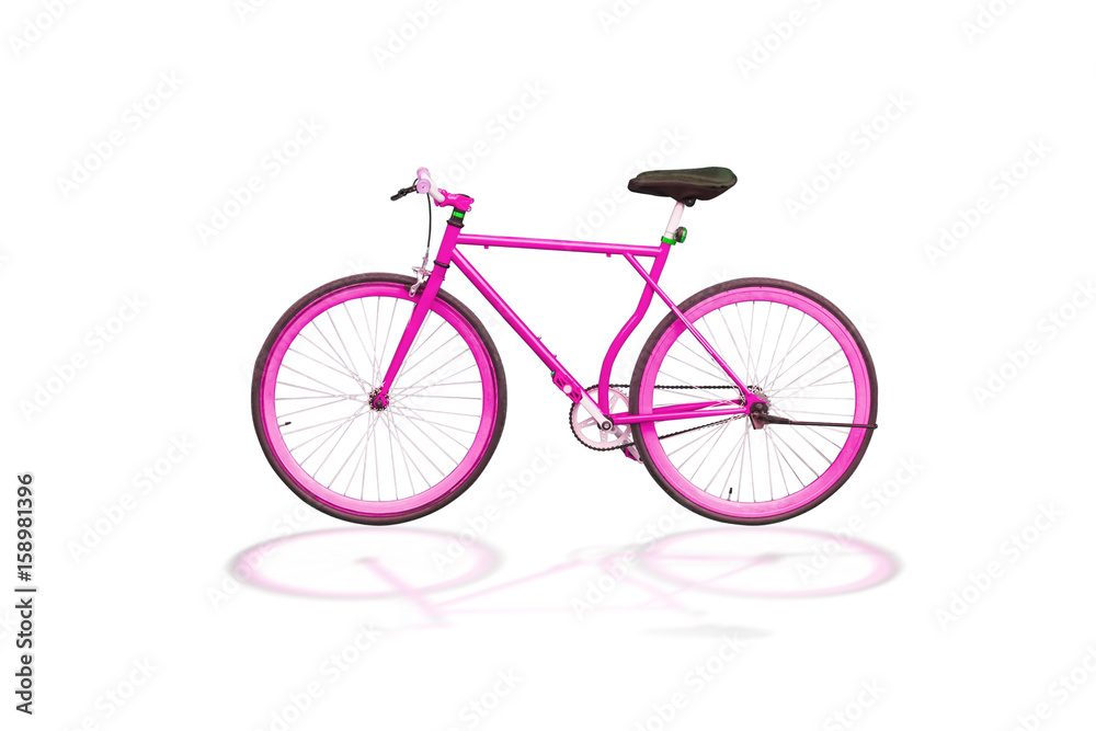 fixed gear bicycle or fixed-wheel bycicle or fixie,It looks and looks like a vintage bycicle.isolated on white background with clipping path.