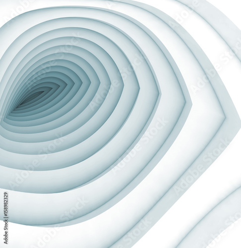 Abstract digital background, white bent tunnel