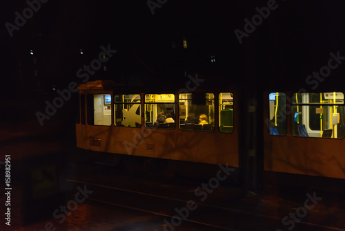 Night city tram