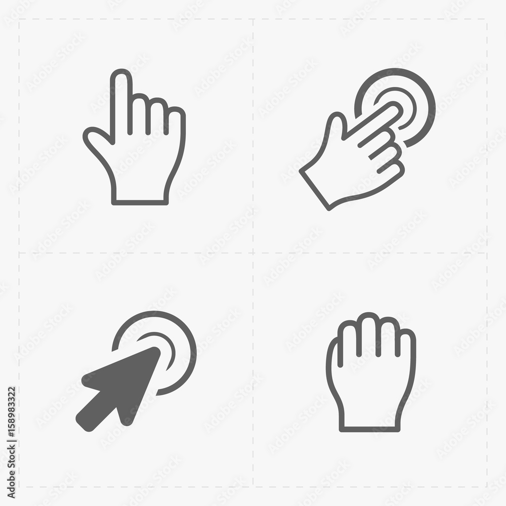 Pixel cursors icons on white.Vector Illustration.