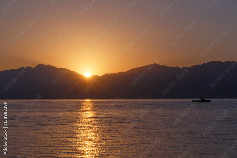 view on sunrise from Eilat, Israel