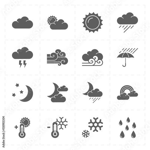 sixteen flat modern weather icons