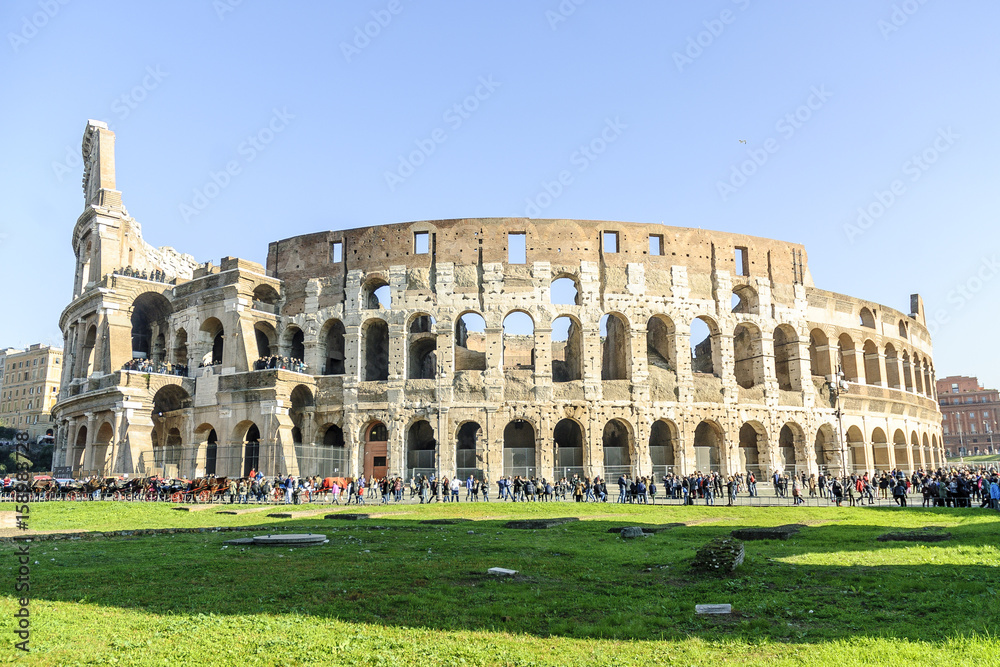 exterior sight of the famous coliseum in Rome, Italy.