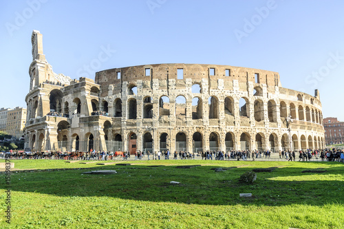 exterior sight of the famous coliseum in Rome, Italy.