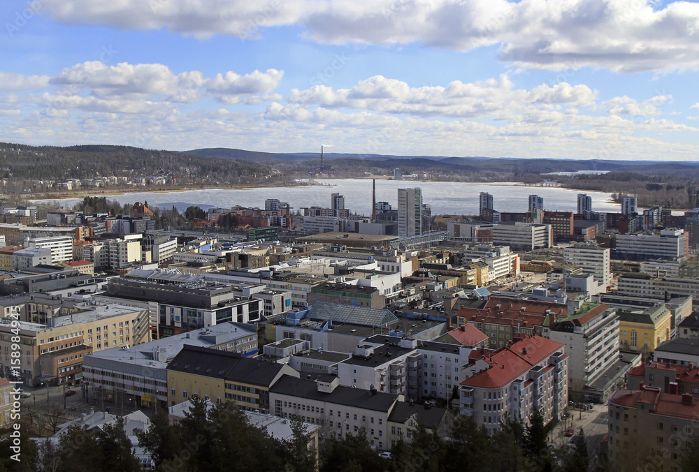 Cityscape of Jyvaskyla, Finland from the top of Harju hill