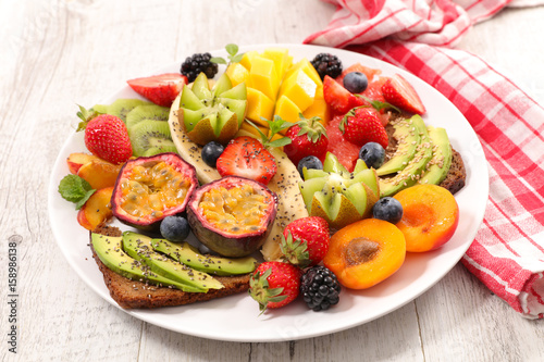 mixed fruit and toast for breakfast