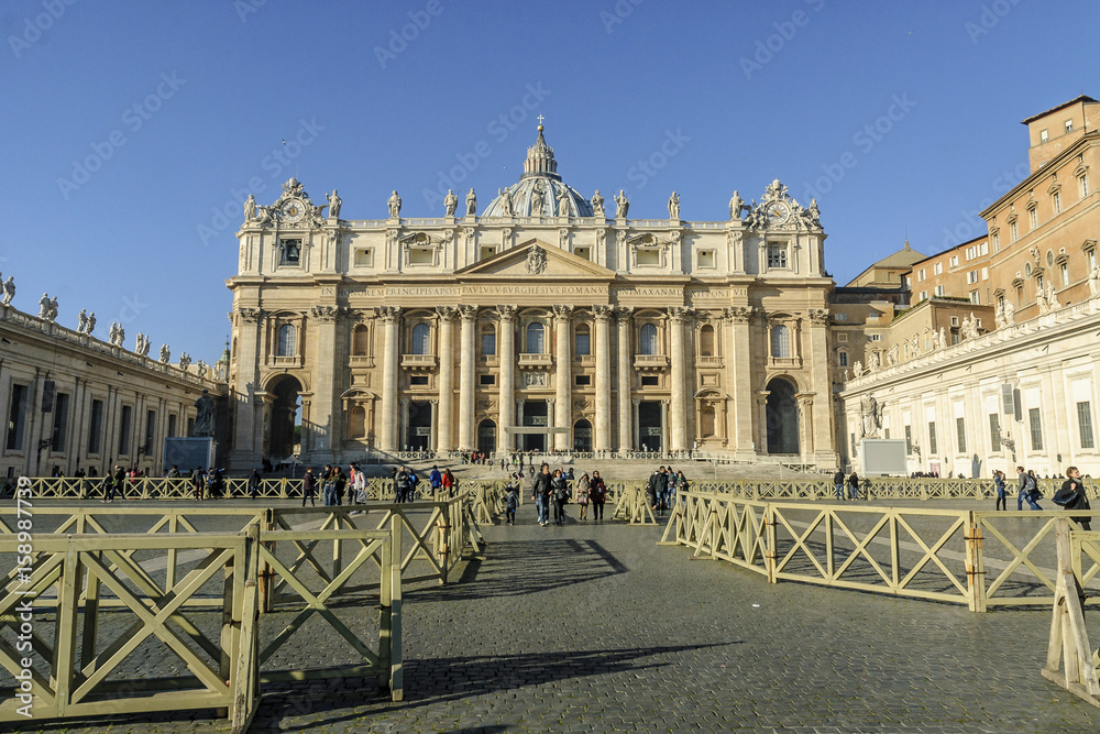 sight of the front of the basilica of Saint Peter of the Vatican in Rome, Italy.