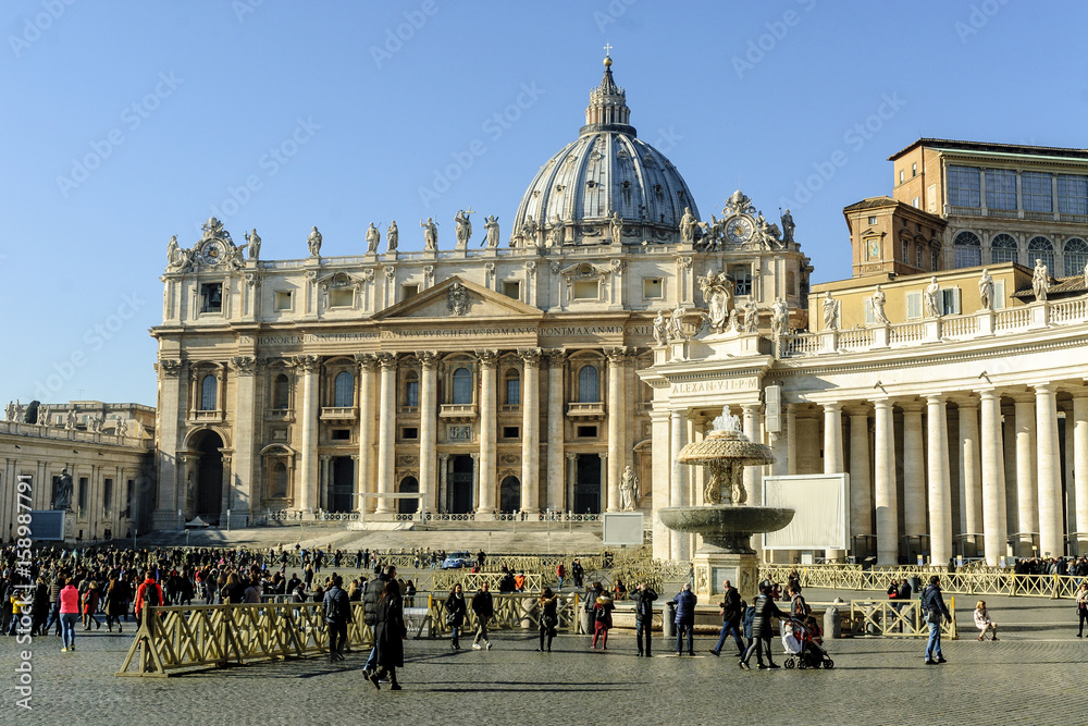 sight of the front of the basilica of Saint Peter of the Vatican in Rome, Italy.