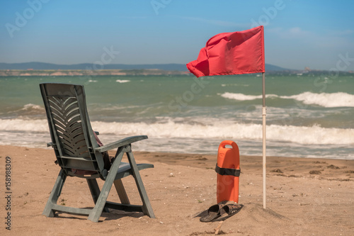 Fototapeta Naklejka Na Ścianę i Meble -  Lifeguard post on sea shore