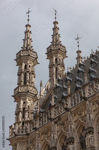 Gothic towers of the Town Hall of Leuven  Belgium