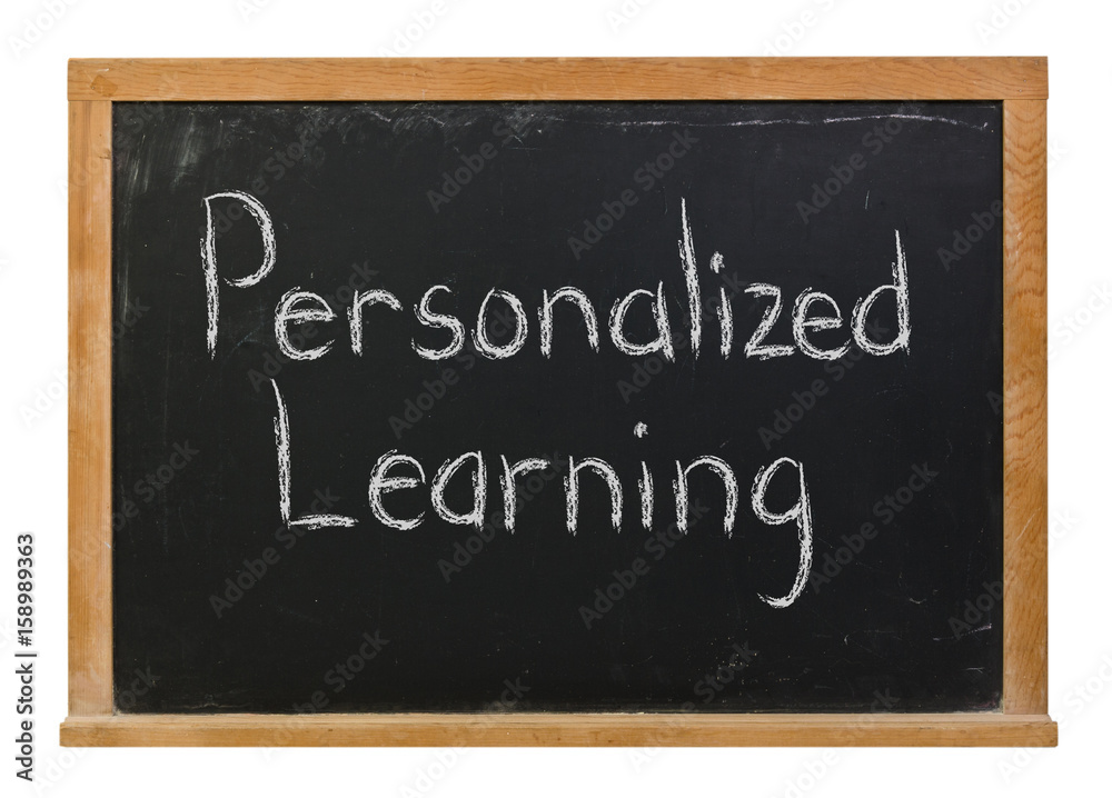 Personalized Learning written in white chalk on a black chalkboard isolated on white Personalized Learning written in white chalk on a black chalkboard isolated on white