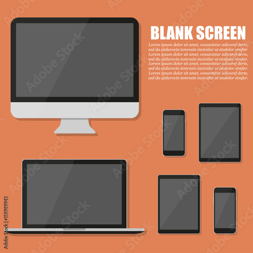 Modern technology device in a flat design. Monitor, laptop, tablet, smartphone photo