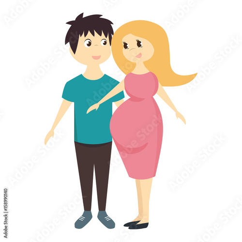 Man and pregnant woman with baby bump