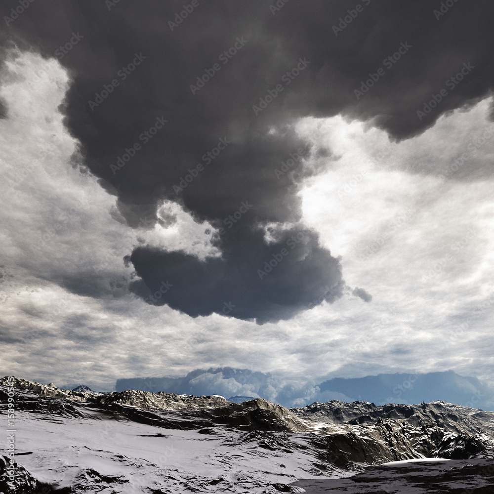 Snow storm in the mountains. Winter day Snow storm in the mountains. Winter day