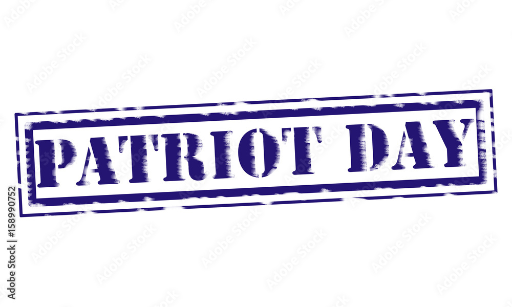 PATRIOT DAY blue Stamp Text on white backgroud PATRIOT DAY blue Stamp Text on white backgroud
