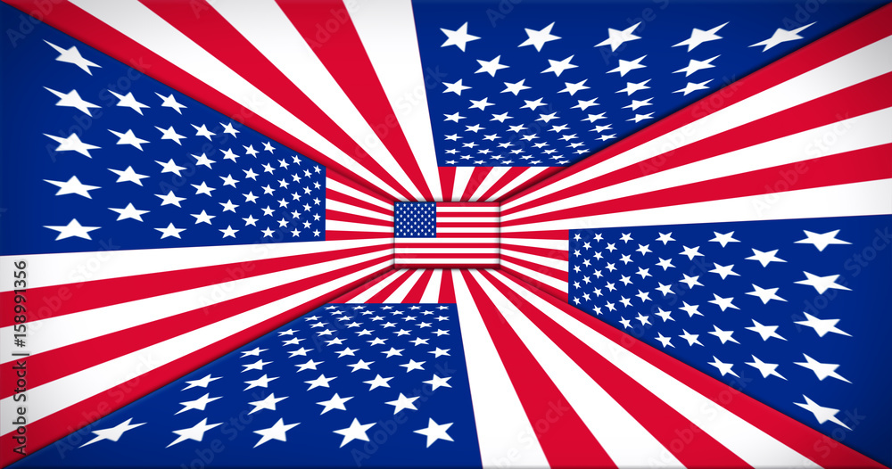 Independence Day. Happy 4th of July Concept. American Flag Perspective 3D illustration Independence Day. Happy 4th of July Concept. American Flag Perspective 3D illustration