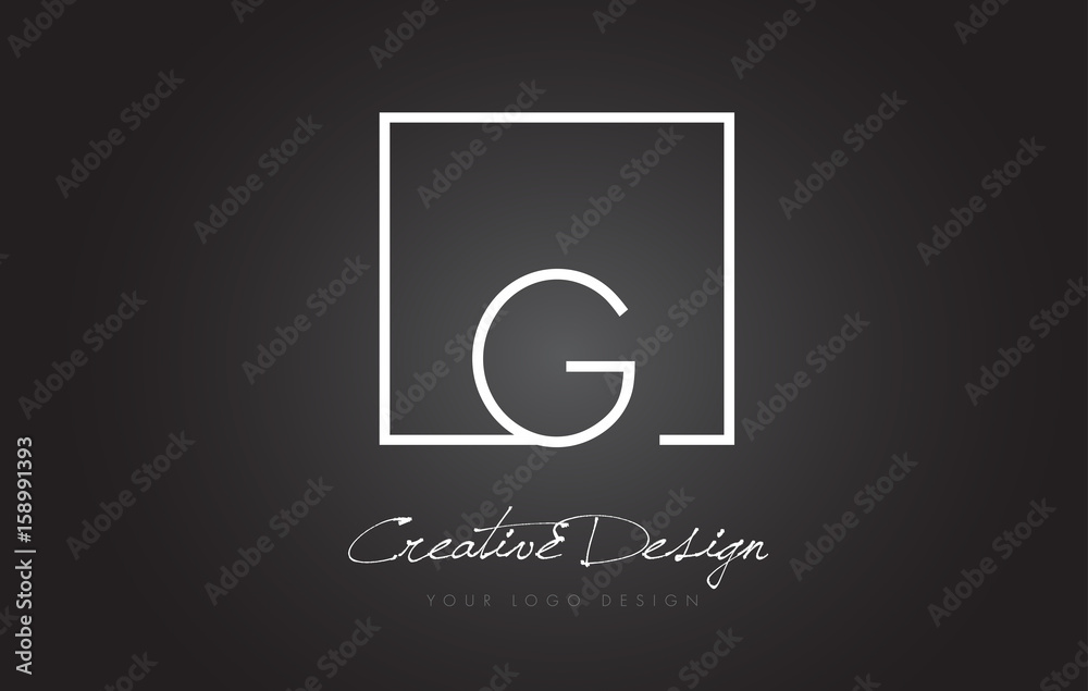Fototapeta premium G Square Frame Letter Logo Design with Black and White Colors.