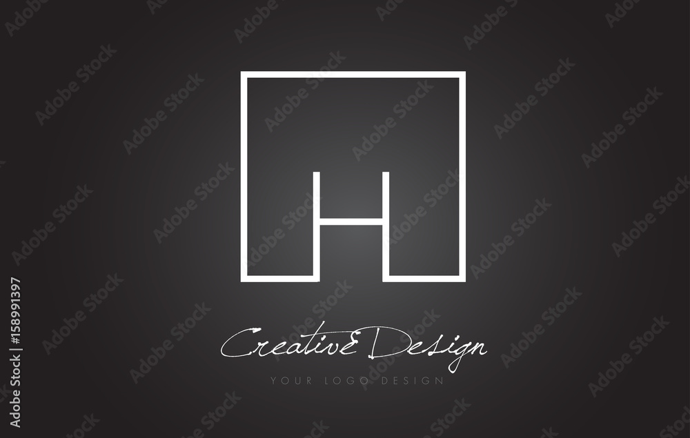 Obraz premium H Square Frame Letter Logo Design with Black and White Colors.