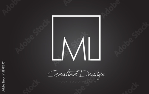 MI Square Frame Letter Logo Design with Black and White Colors.