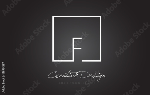 F Square Frame Letter Logo Design with Black and White Colors.