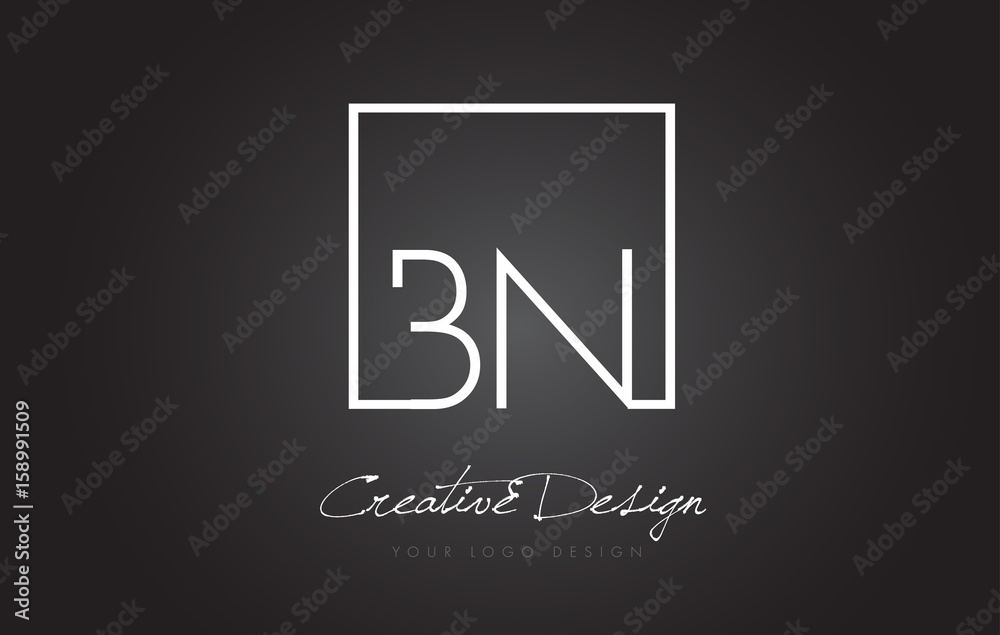 BN Square Frame Letter Logo Design with Black and White Colors. BN Square Frame Letter Logo Design with Black and White Colors.