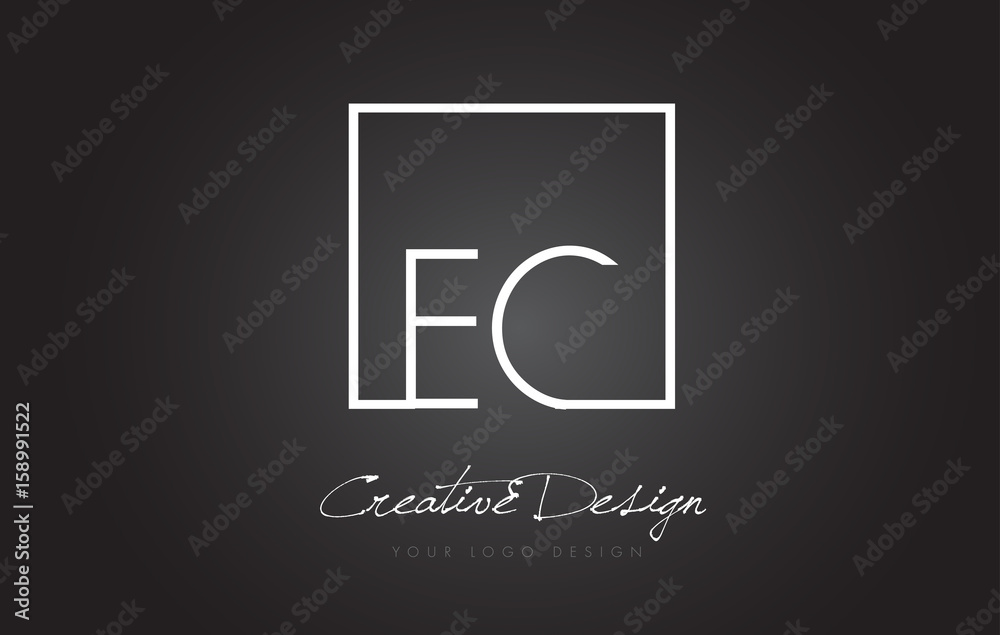 EC Square Frame Letter Logo Design with Black and White Colors. EC Square Frame Letter Logo Design with Black and White Colors.