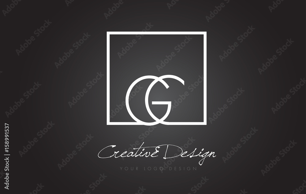 Fototapeta premium GC Square Frame Letter Logo Design with Black and White Colors.