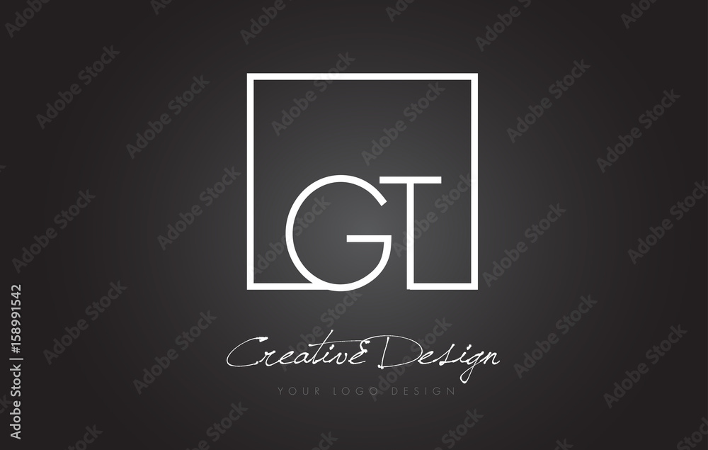 GT Square Frame Letter Logo Design with Black and White Colors. GT Square Frame Letter Logo Design with Black and White Colors.
