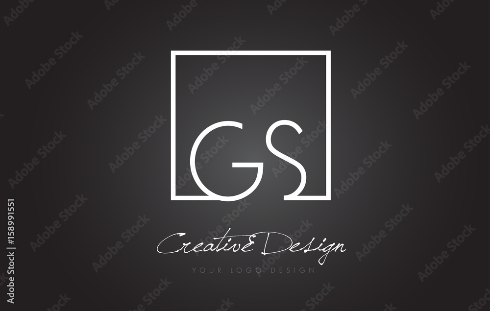 GS Square Frame Letter Logo Design with Black and White Colors. Stock ...