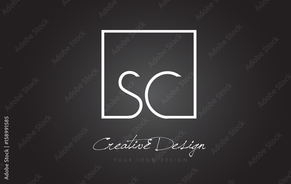 Fototapeta premium SC Square Frame Letter Logo Design with Black and White Colors.