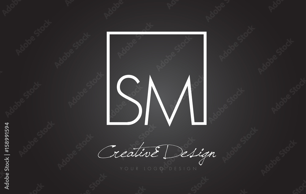 SM Square Frame Letter Logo Design with Black and White Colors. SM Square Frame Letter Logo Design with Black and White Colors.