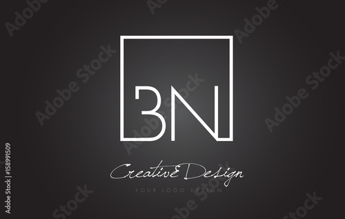 BN Square Frame Letter Logo Design with Black and White Colors.