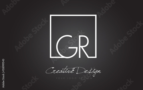 GR Square Frame Letter Logo Design with Black and White Colors.