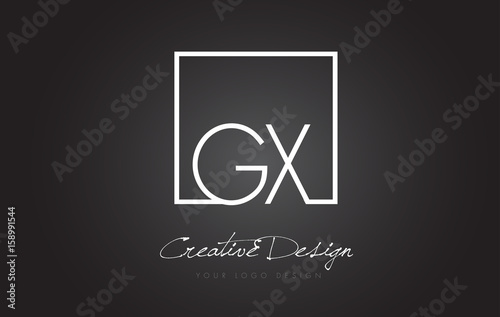 GX Square Frame Letter Logo Design with Black and White Colors.