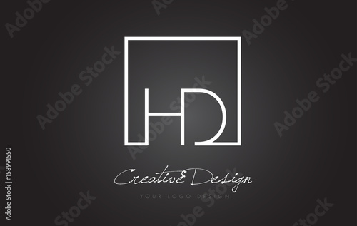 HD Square Frame Letter Logo Design with Black and White Colors.