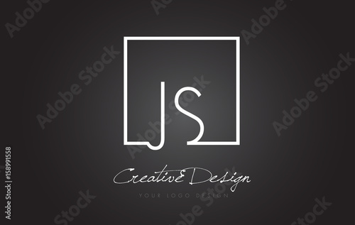 JS Square Frame Letter Logo Design with Black and White Colors.