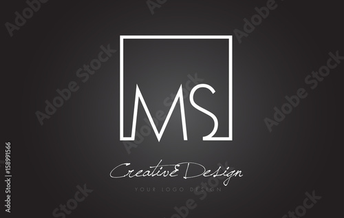 MS Square Frame Letter Logo Design with Black and White Colors.