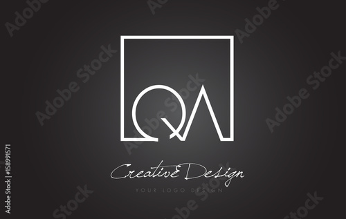 QA Square Frame Letter Logo Design with Black and White Colors.