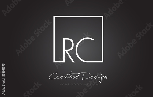 RC Square Frame Letter Logo Design with Black and White Colors.