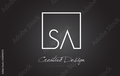 SA Square Frame Letter Logo Design with Black and White Colors.