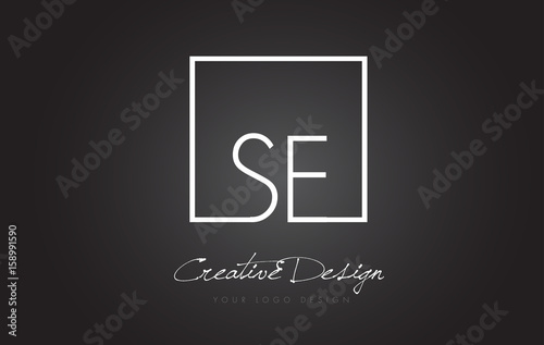 SE Square Frame Letter Logo Design with Black and White Colors.