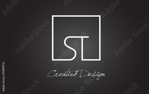 ST Square Frame Letter Logo Design with Black and White Colors.