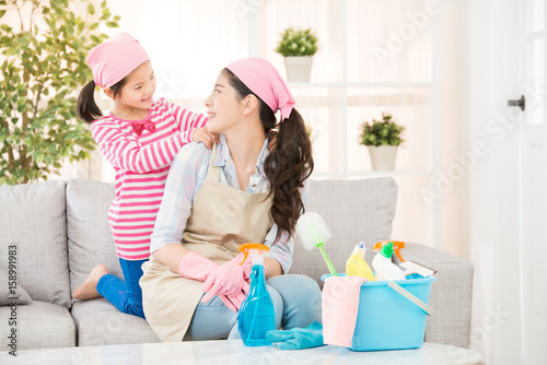 happy mother feel daughter very filial piety