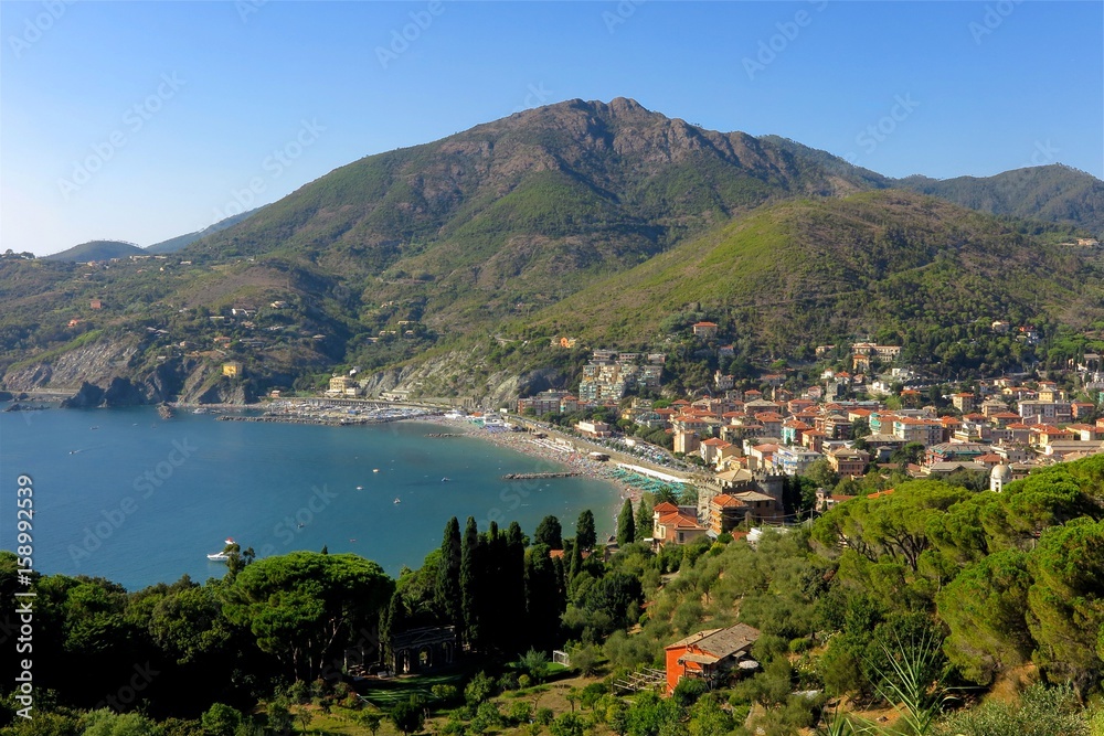 Hilltop view of coastal Levanto, Italy, just north of the famous Cinque Terre
