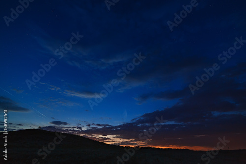 Dark sky with clouds after sunset.