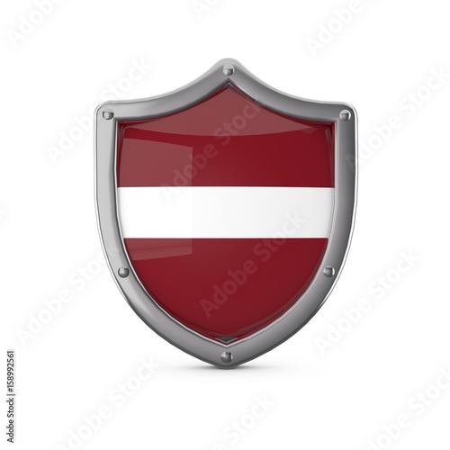 Latvia security concept. Metal shield shape with national flag Free Download Latvia security concept. Metal shield shape with national flag - GFXLoad