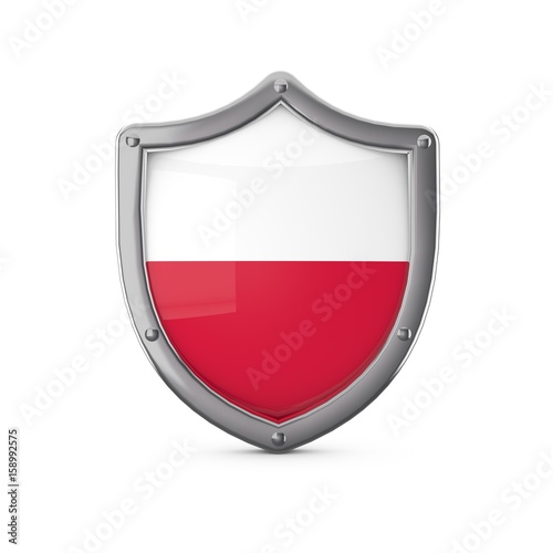 Poland security concept. Metal shield shape with national flag Free Download Poland security concept. Metal shield shape with national flag - GFXLoad