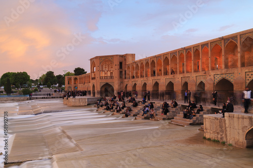 Pol-e Khaju 132 meter  long over Zayande river , 1500 years ago, Esfahan, Iran photo