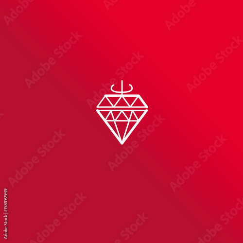 geometry diamond design element in strawberry shape for concept logo, icon, symbol. brilliant line style vector illustration