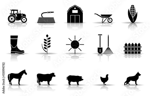 Bauernhof Iconset - Schwarz (Schatten)